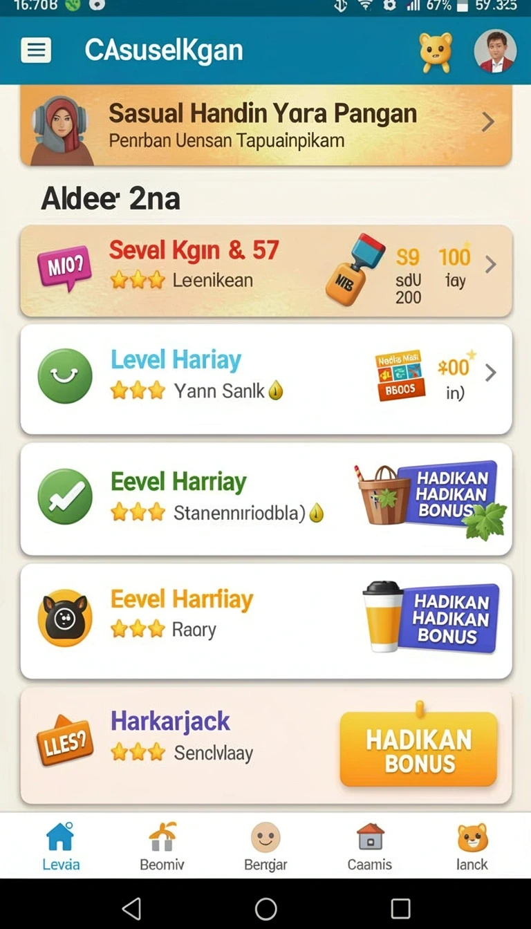 Daftar katalog menampilkan aplikasi, versi, ukuran, kategori, dan rating dalam tampilan ringkas.